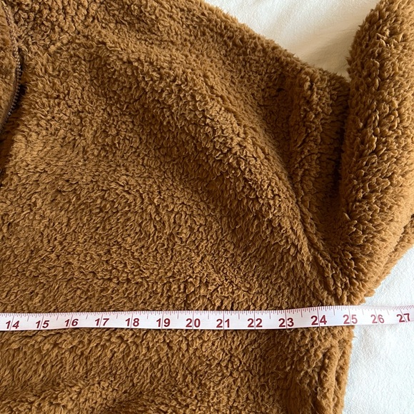 NWOT No Boundaries Brown Sherpa Quarter Zip Pullover Sweater L Teddy Cabincore - Picture 12 of 16